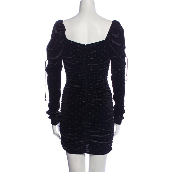 For Love and Lemons Lola Long Sleeve Black Velvet Minj Dress in Small - Picture 2 of 3